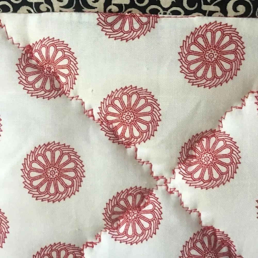 NWT Hand Crafted Red/Black/Grey/White Quilt